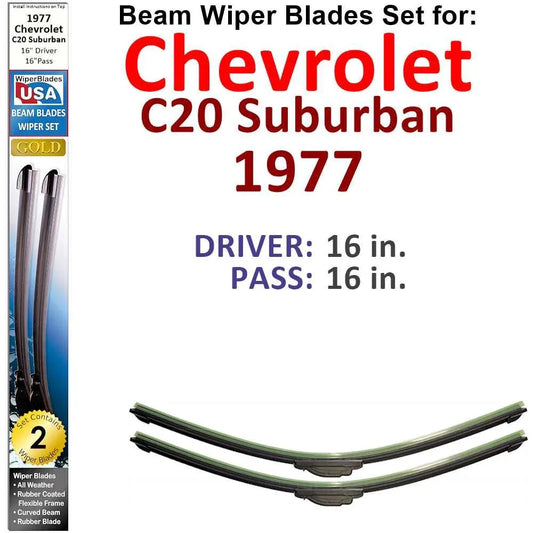 Beam Wiper Blades for 1977 Chevrolet C20 Suburban (Set of 2)