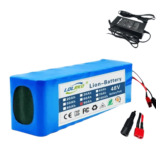 Blue 48V 90Ah Lithium-Ion Battery Pack with Charger