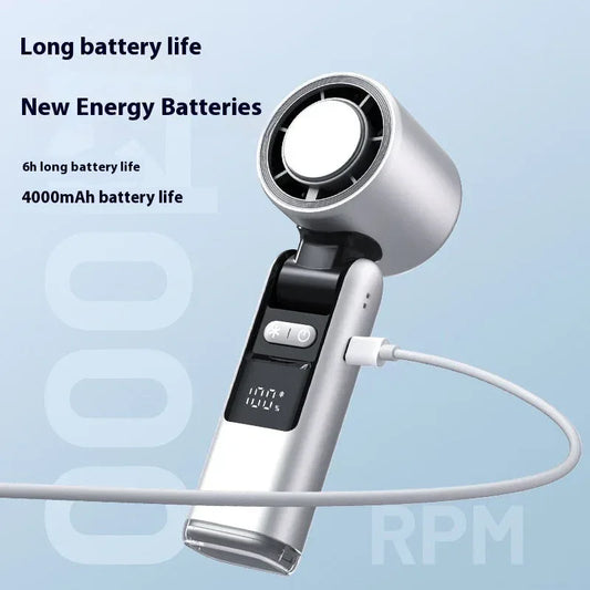 Ice Cool Turbo Mini Fan with Digital Display – USB Rechargeable &