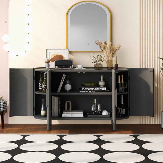 Curved Design Light Luxury Sideboard with Adjustable Shelves,Suitable