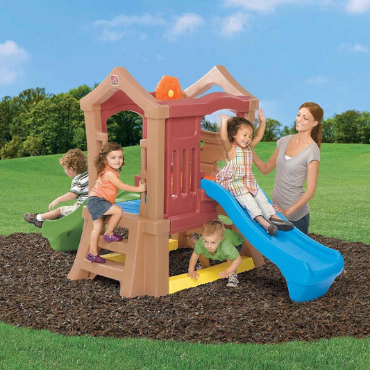 Play Up Double Slide Climber Outdoor Playset For Toddlers Ages 2 To 6