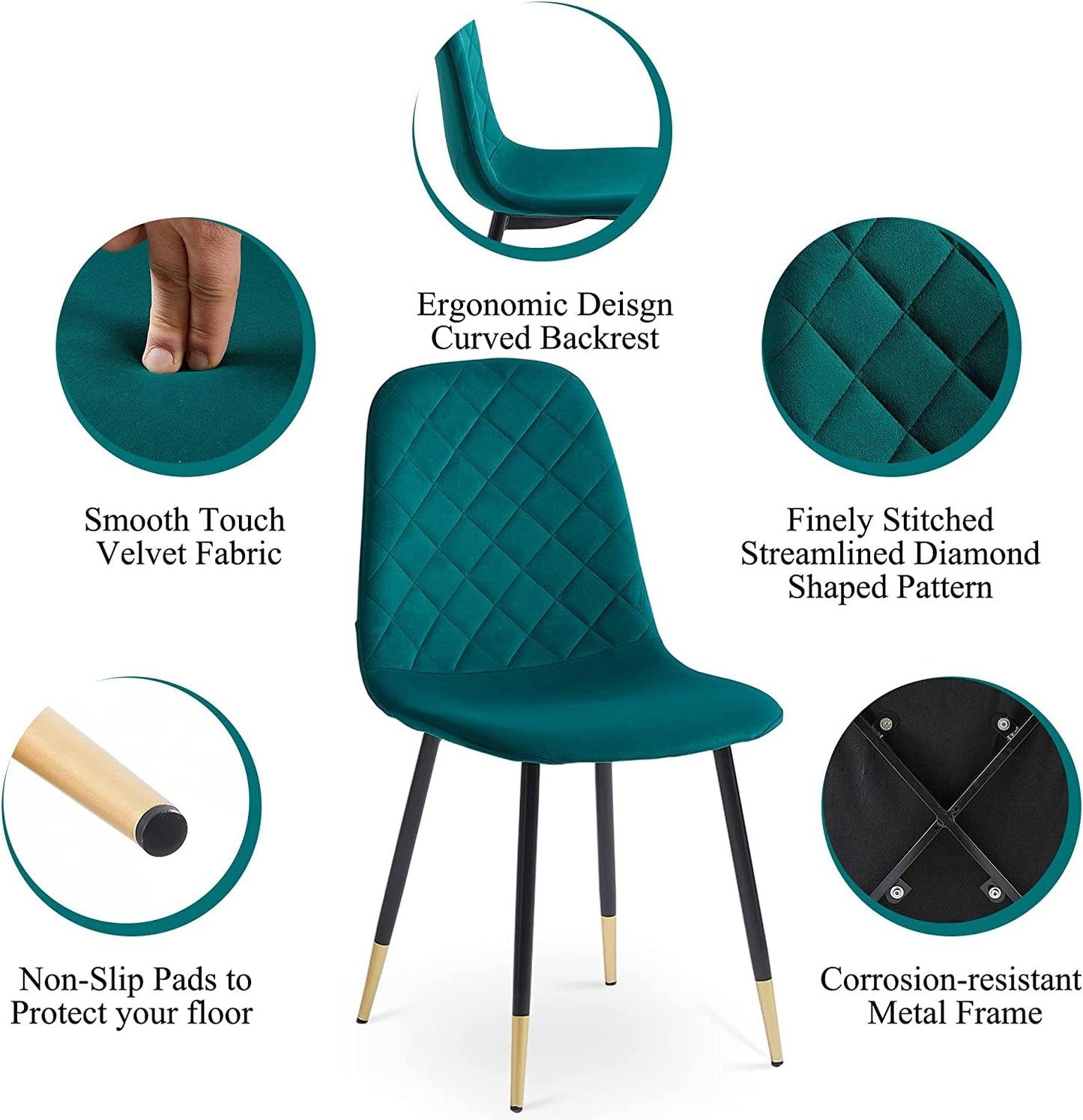 5-Piece Velvet Upholstered Dining Chairs – Modern Accent Chairs for Dining & Living Room