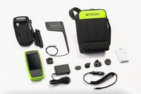 Netscout AirCheck G2 Wireless Network Tester Kit with compact handheld device and accessories in a carrying case