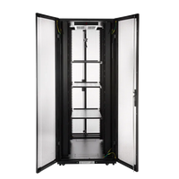 42RU server rack with bi-fold mesh doors, 800mm wide and deep, freestanding steel frame for data management