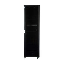47RU freestanding server rack with lockable tempered glass front door and solid steel side and back panels