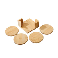 Bamboo Wood Coaster Set - 4" Round Coasters with Stand