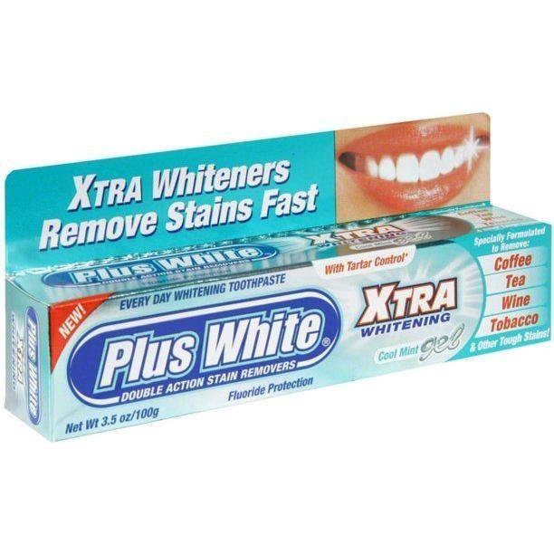 Plus White Xtra Whitening Toothpaste Gel Cool Mint 3.5 Oz