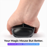 White Ascrono Magic Mouse 2 Grip on Apple Magic Mouse, showing smooth ergonomic design.