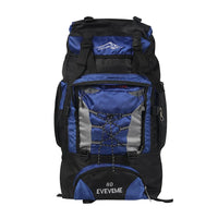 Side angle showing zipped pockets and durable design of waterproof tactical hiking backpack.