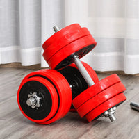 Soozier 66lbs Two-In-One Dumbbell & Barbell Adjustable Set Strength - Trustymall