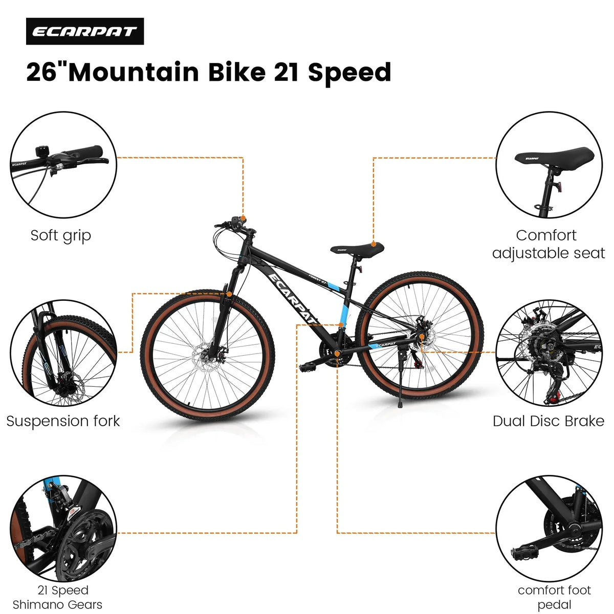 Carpat™ MTB Velocity 27 – 27.5" Aluminum Mountain Bike (21-Speed, - Trustymall