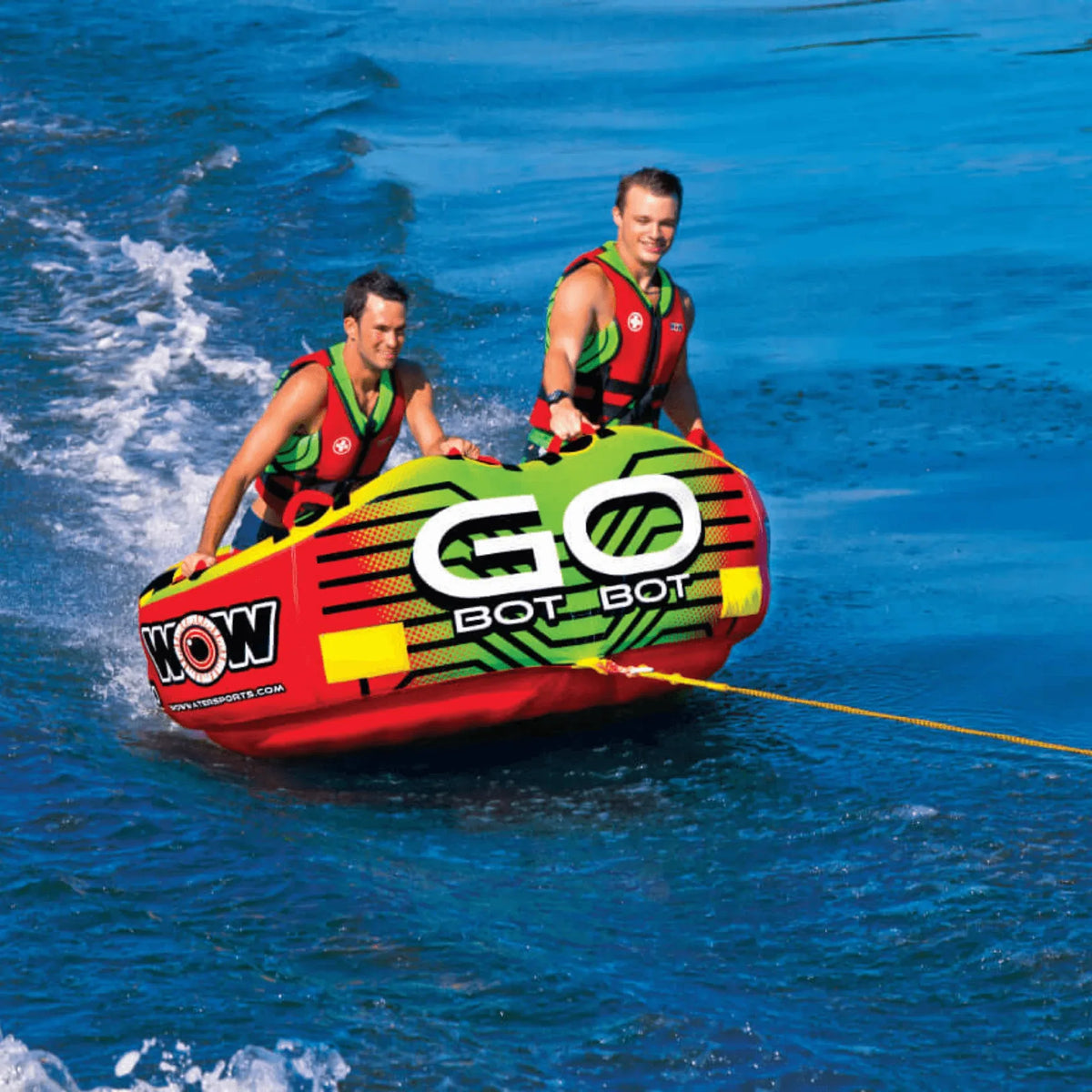 Top-down view of the Go Bot towable highlighting deep cockpit seating and EZ entry system.