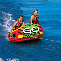 Top-down view of the Go Bot towable highlighting deep cockpit seating and EZ entry system.
