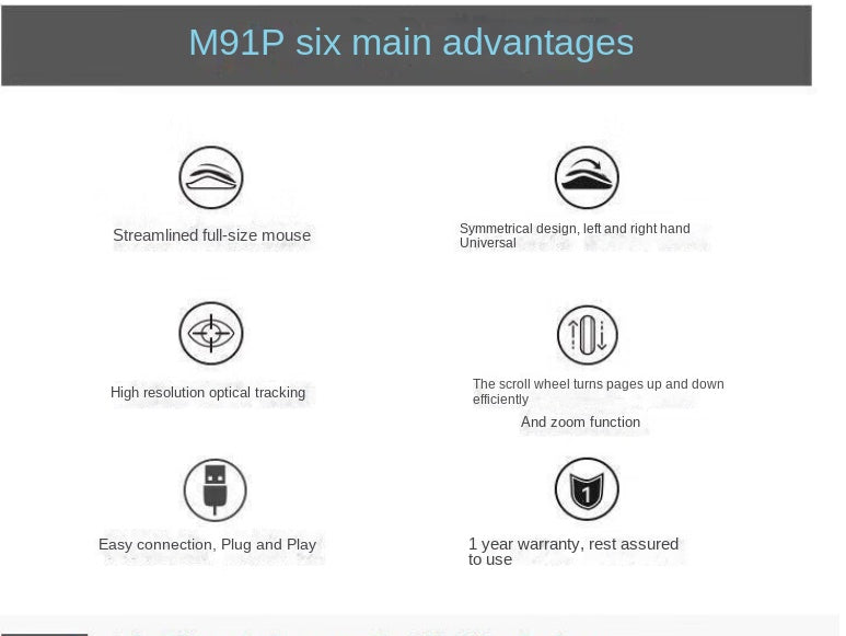 Logitech M91P Enterprise USB Office Mouse, Computer Gaming Wired Mouse