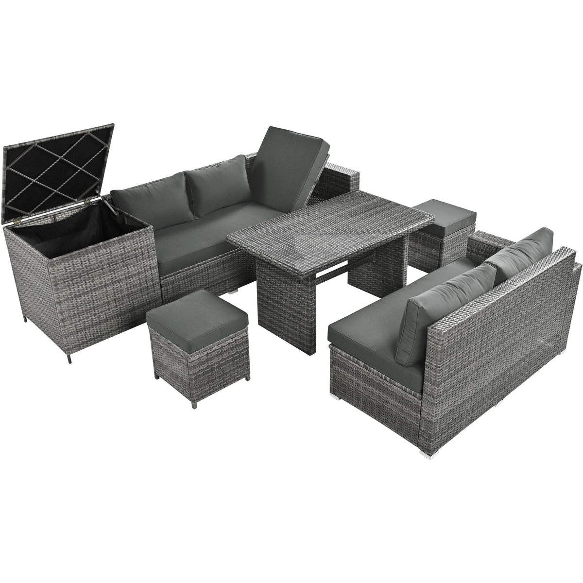 Outdoor 6-Piece All Weather PE Rattan Sofa Set, Garden Patio Wicker