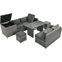 Outdoor 6-Piece All Weather PE Rattan Sofa Set, Garden Patio Wicker