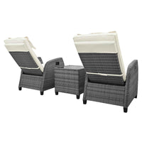 Outdoor Rattan Two-person Combination With Coffee Table, Adjustable,