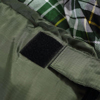 Sleeping bag's zipper detail showing smooth design for conversion into two bags.
