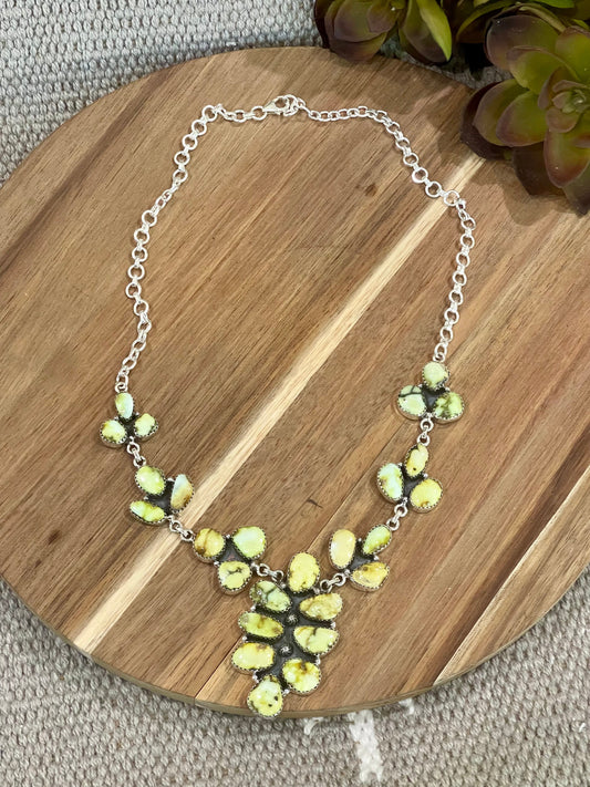 Handmade Sterling Silver & Palomino Cluster Necklace