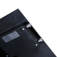 Electronic safe shown mounted inside a closet for discreet home security.