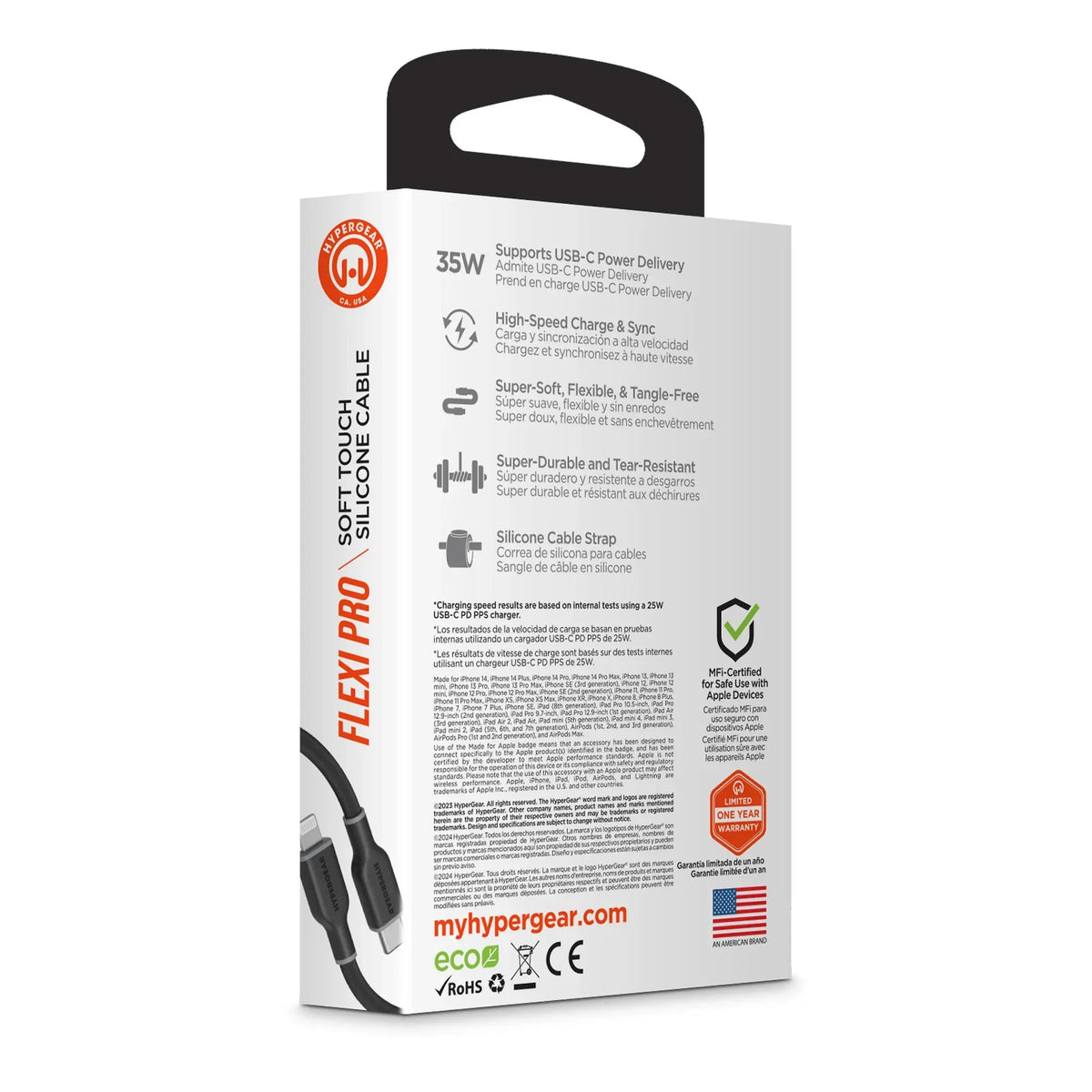 HyperGear Flexi PRO USB-C to Lightning Cable 6ft - Trustymall