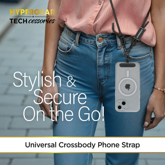 HyperGear TECHcessories Black Braided Rope Universal Crossbody Phone
