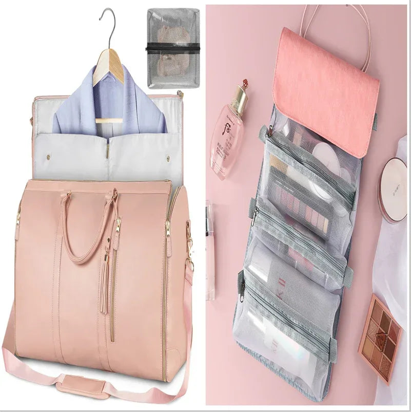 Large Capacity Travel Duffle Bag Women's Handbag Folding Suit Bag Waterproof Clothes Totes - Trustymall