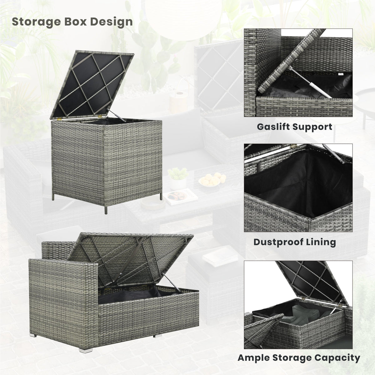 Outdoor 6-Piece All Weather PE Rattan Sofa Set, Garden Patio Wicker