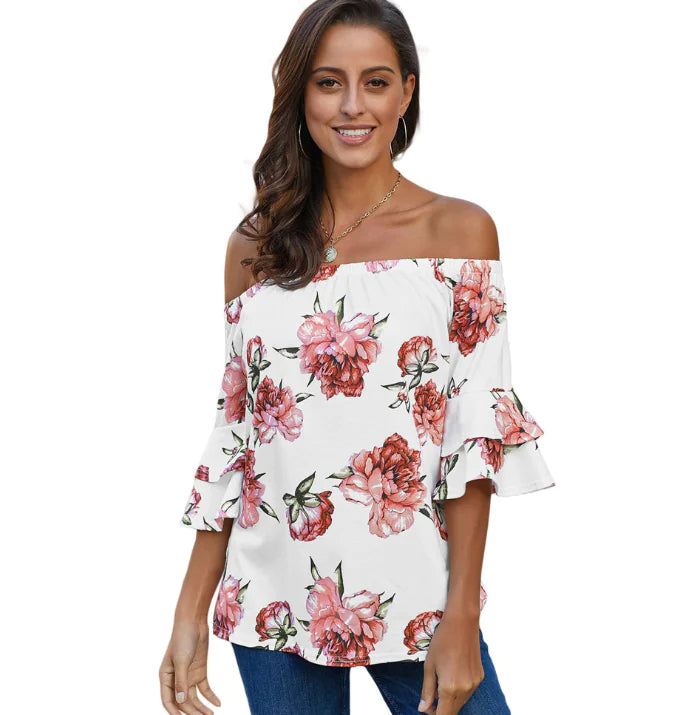Women's Off-Shoulder Printed Blouse
