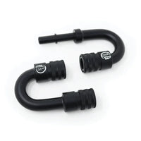 Close-up of ethanol 360 fuel line fittings showing metal connectors and quick connect design