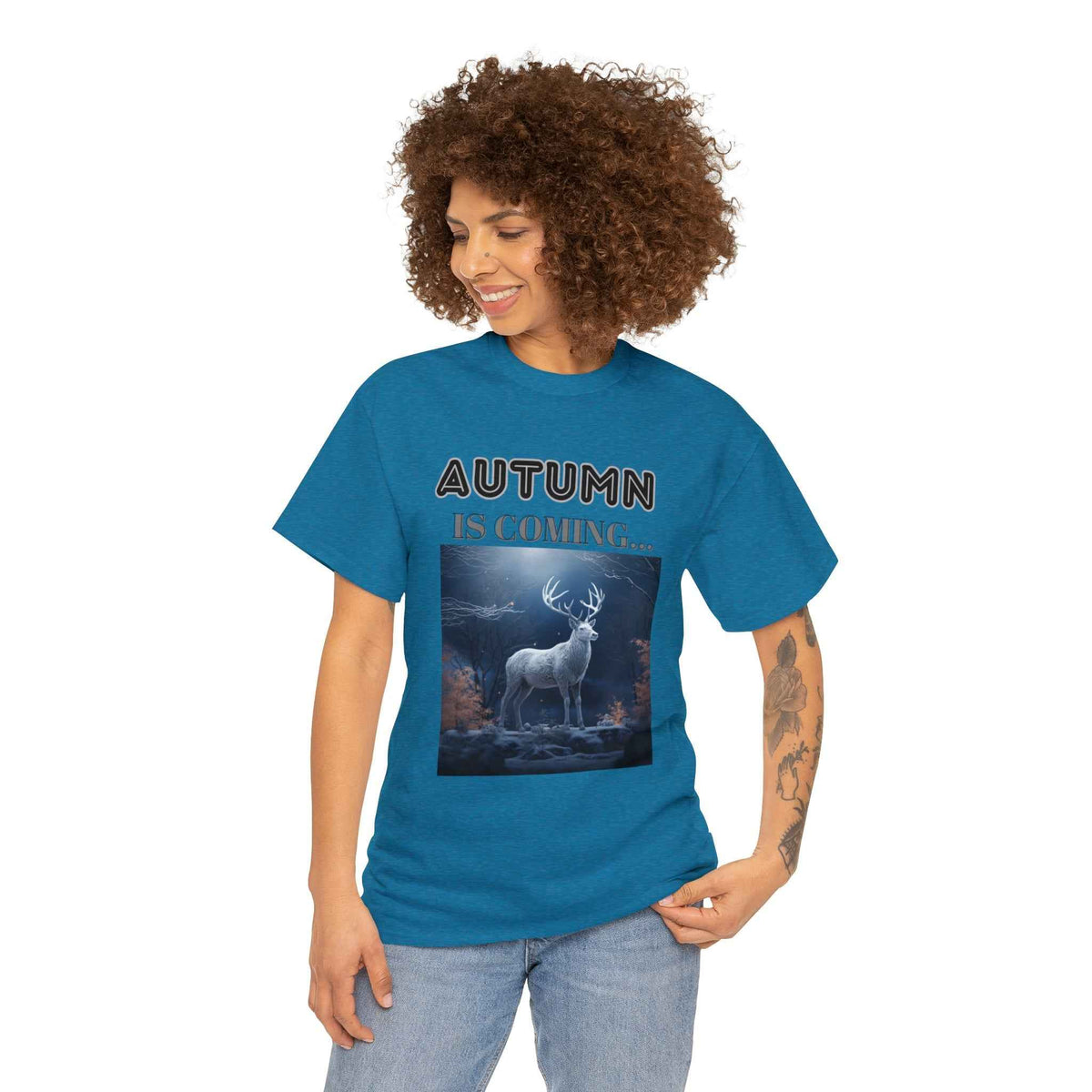 Autumn is coming: Fall Vibes T-shirts | Deer Drinking Brook Leaves Cha