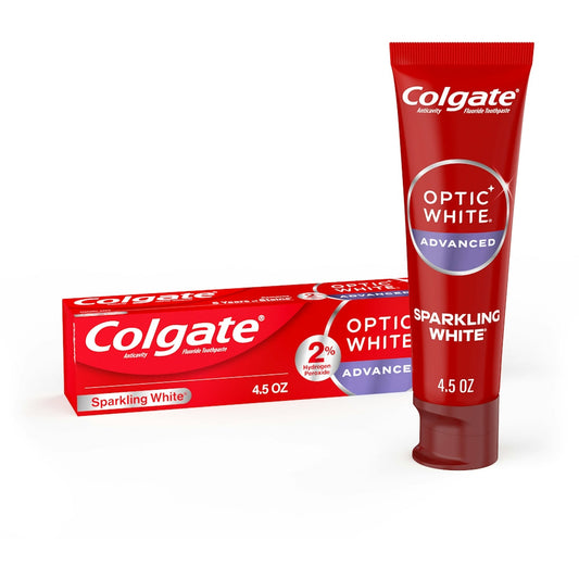 Colgate Optic White Toothpaste, Anticavity Fluoride, Sparkling White, Advanced