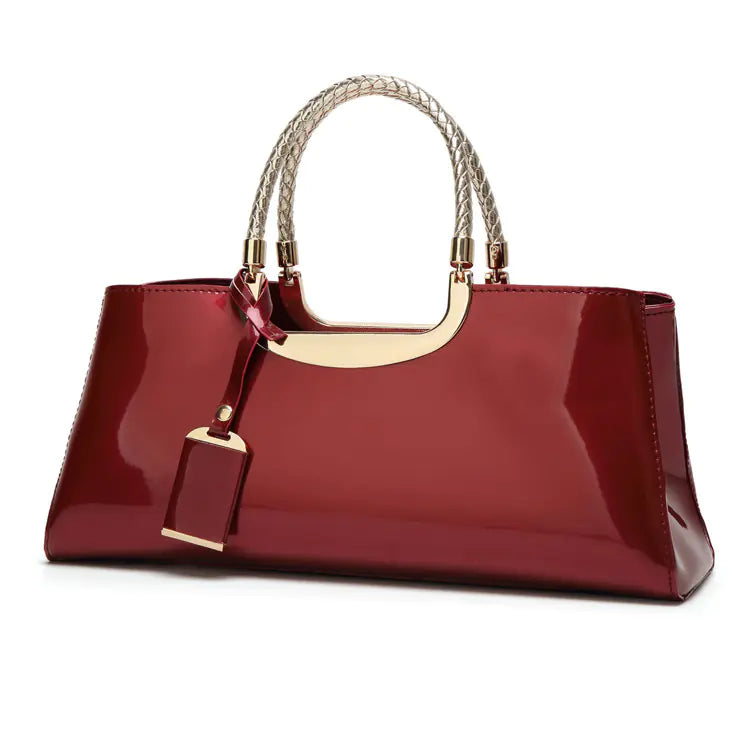 Fashionable Glossy Patent Leather Handbag for Brides