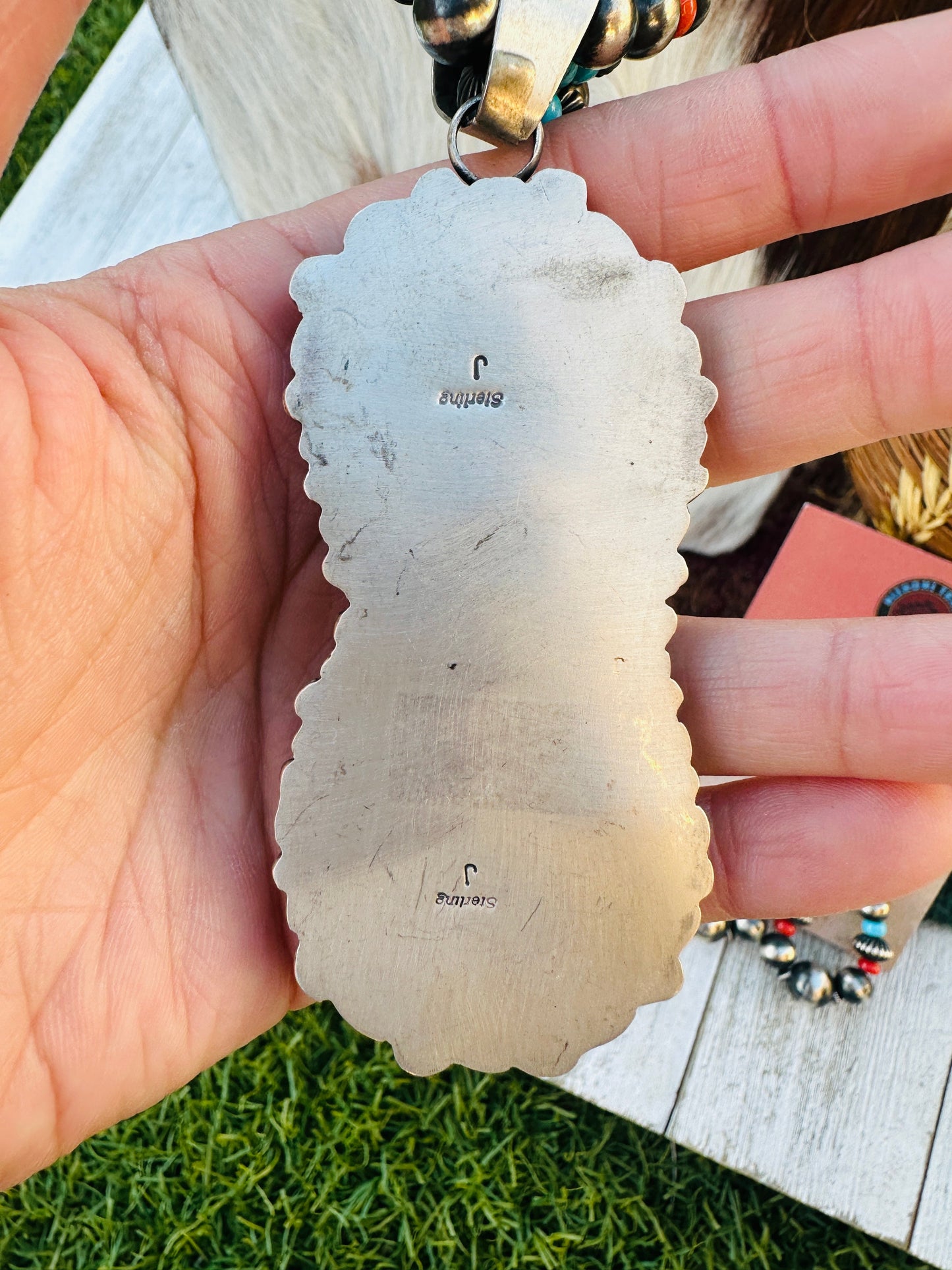 Handcrafted Vintage Old Pawn Turquoise, Spiny & Sterling Silver Beaded Necklace and Earring Set