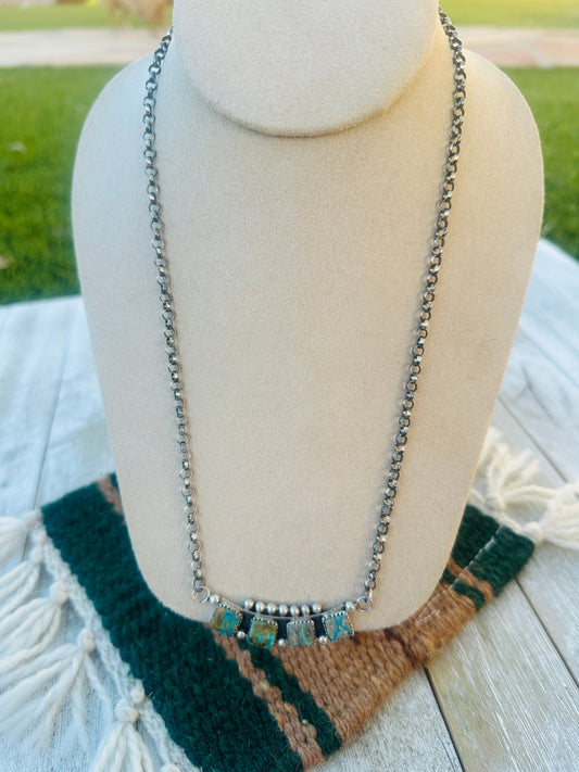 Handcrafted Turquoise & Sterling Silver Necklace by Jacqueline Silver