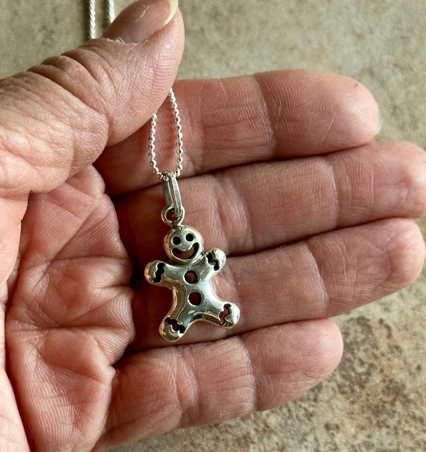 Sterling Silver Gingerbread Man Pendant