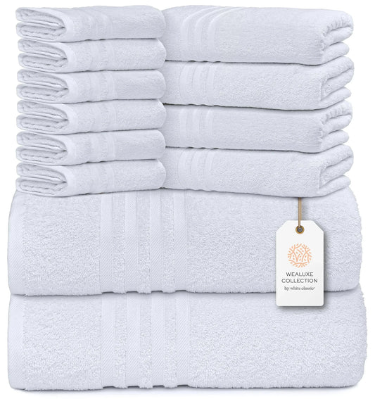 12 Pcs Bath Towel Set for Bathroom 100% Cotton Soft and Plush Highly Absorbent