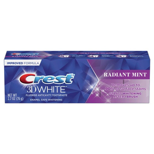 Crest 3D White Radiant Mint Fluoride Anticavity Toothpaste 2.7 Oz