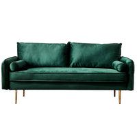 71'' Velvet Sofa,mid century couch with 2 throw pillows & pockets for