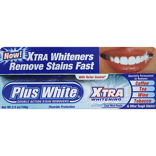 Plus White Toothpaste, Fluoride Protection, Xtra Whitening, With Tartar Control, Cool Mint Paste 3.5 Oz