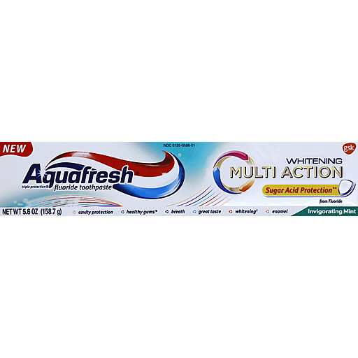 Aquafresh Whitening Multi Action Invigorating Mint Fluoride Toothpaste 5.6 Oz. Box