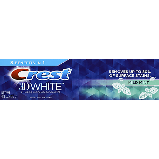 Crest 3D White Toothpaste, Fluoride Anticavity, Mild Mint