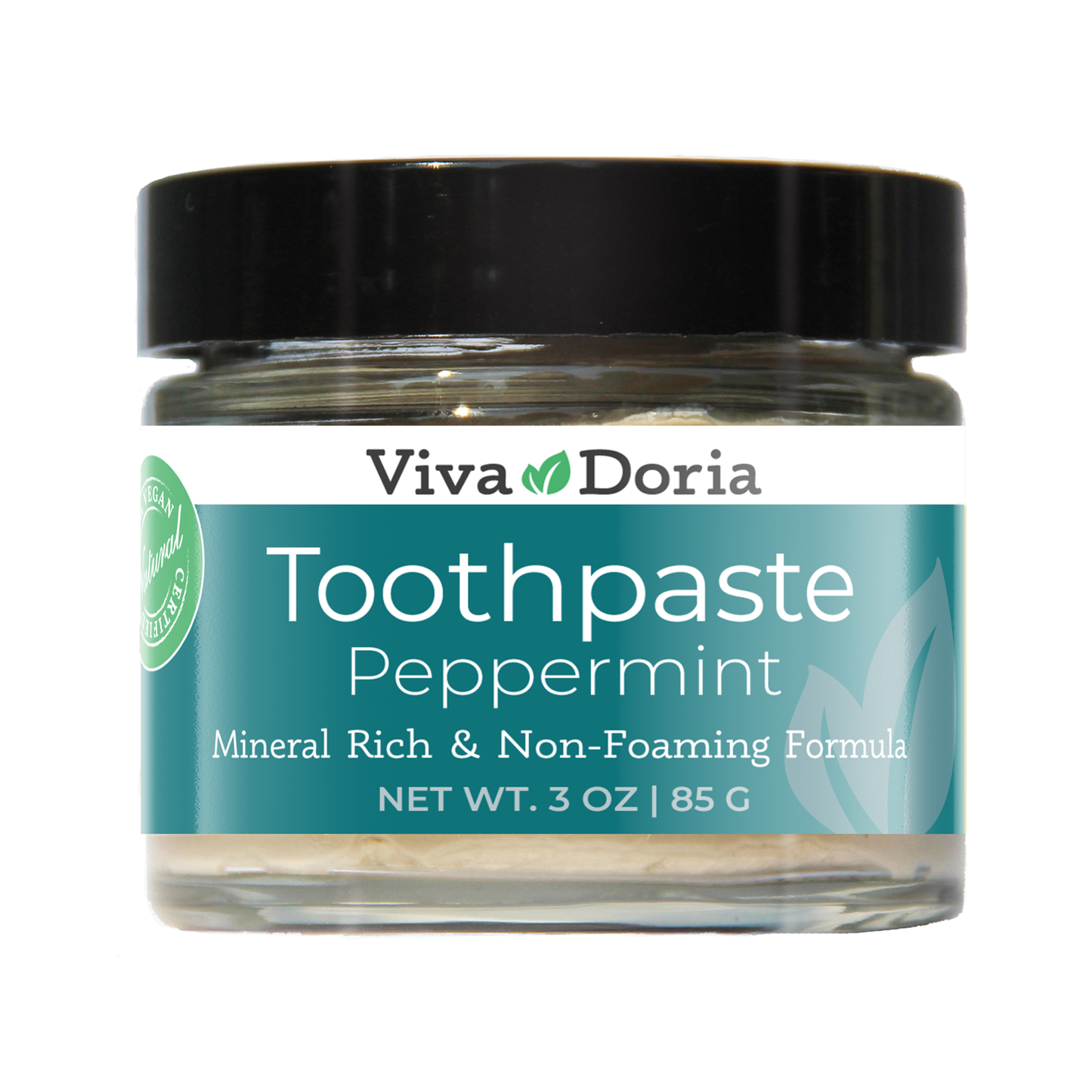 Viva Doria Flouride Free Natural Mineralizing Toothpaste - Peppermint (3 Oz Glass Jar)