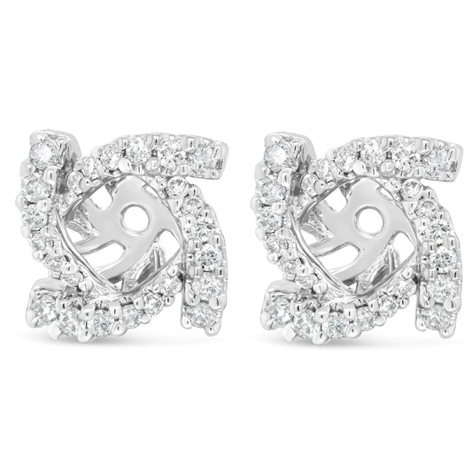14K White Gold 1/3 Cttw Round Diamond Spiral Earring Jacket for 4mm Round Studs (G-H Color, VS2-SI1 Clarity)