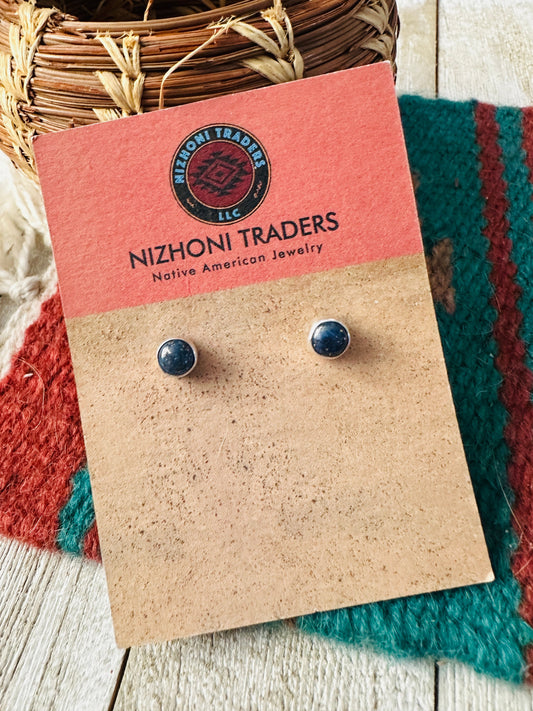 Handcrafted Sterling Silver & Lapis Stud Earrings