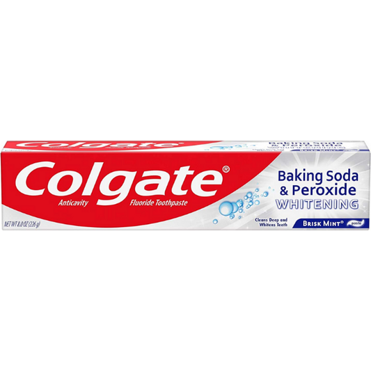 Colgate Toothpaste, Anticavity Fluoride, Baking Soda & Peroxide Whitening, Brisk Mint, Paste