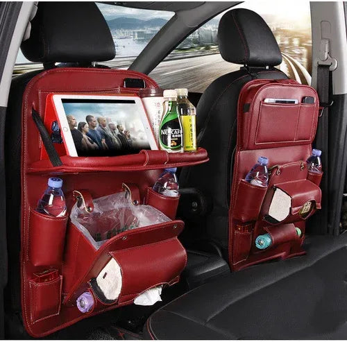 Leather Car Storage Bag Multifunction Seat Back Tray Hanging Bag - Trustymall