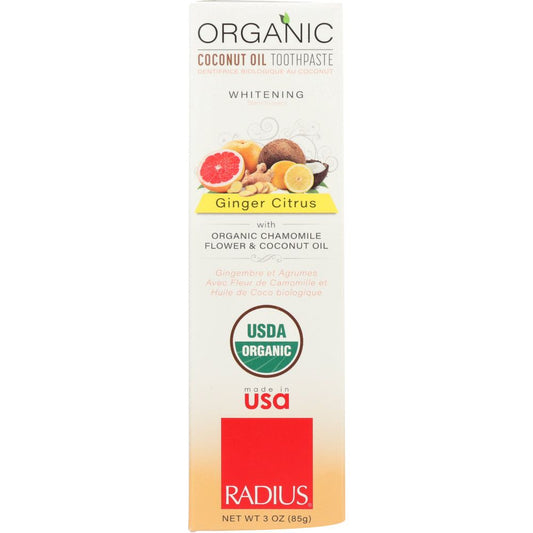 Radius Organic Toothpaste - Ginger Citrus Whitening