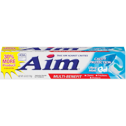 Aim Toothpaste, Anticavity Fluoride, Cavity Protection, Ultra Mint, Gel, Value Pack