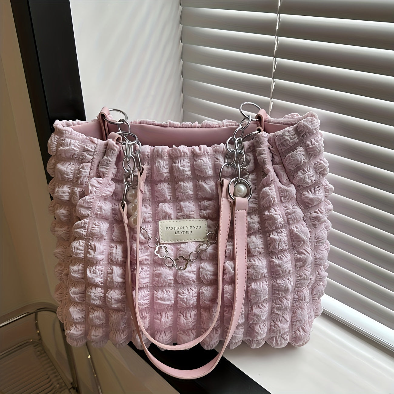 Elegant Women's Structured Pleated Bubble Shoulder Bag